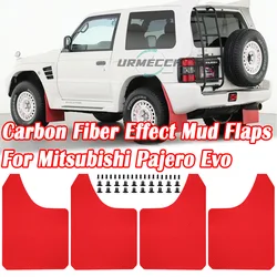 4Pc Carbon Fiber Red Mud Flaps Splash Guards Mudguard For Mitsubishi Pajero Evolution Evo Sport Montero Shogun Exceed v 20 iO