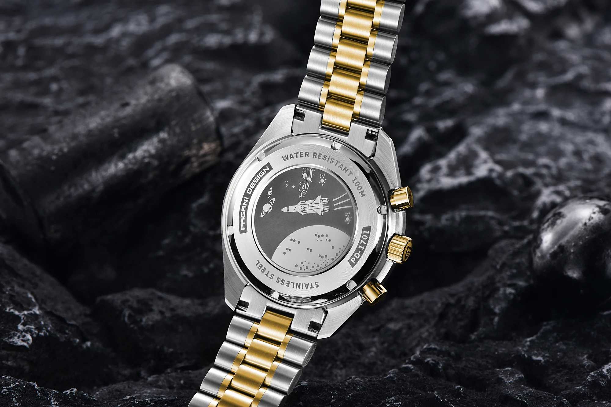 PAGANI DESIGN Neue Herren-Quarzuhr Goldene Monduhr Herren VK63 Speed Sport-Chronograph AR Saphir Leuchtend Lokaler Versand – Detail 28