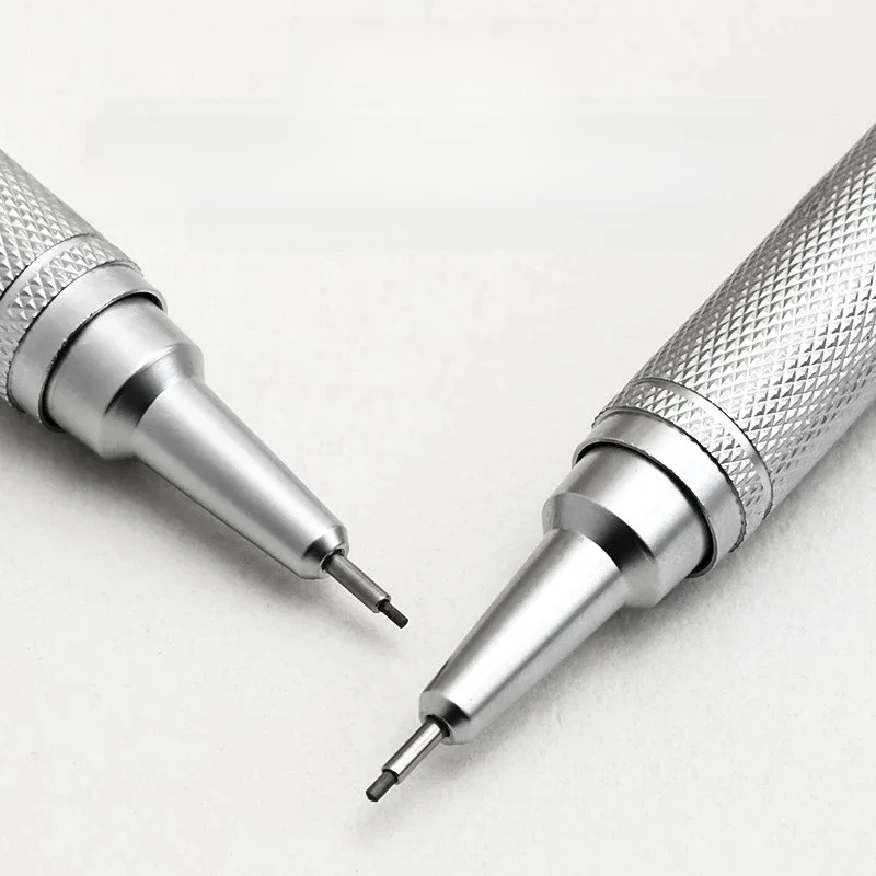 Crayon mécanique en métal 0.3/0.5/0.7mm, ensemble de crayons HB automatiques pour dessin à faible gravité avec fils, fournitures d'art d'écriture pour bureau et école