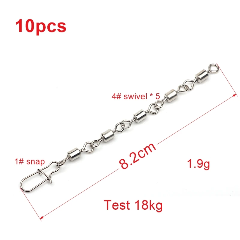 10pcs Anti-bite Chain Stainless Steel Rolling Swivel Snap Spanish Mackerel Whitebone Porgy Sea Fishing accessories Tackle Pesca