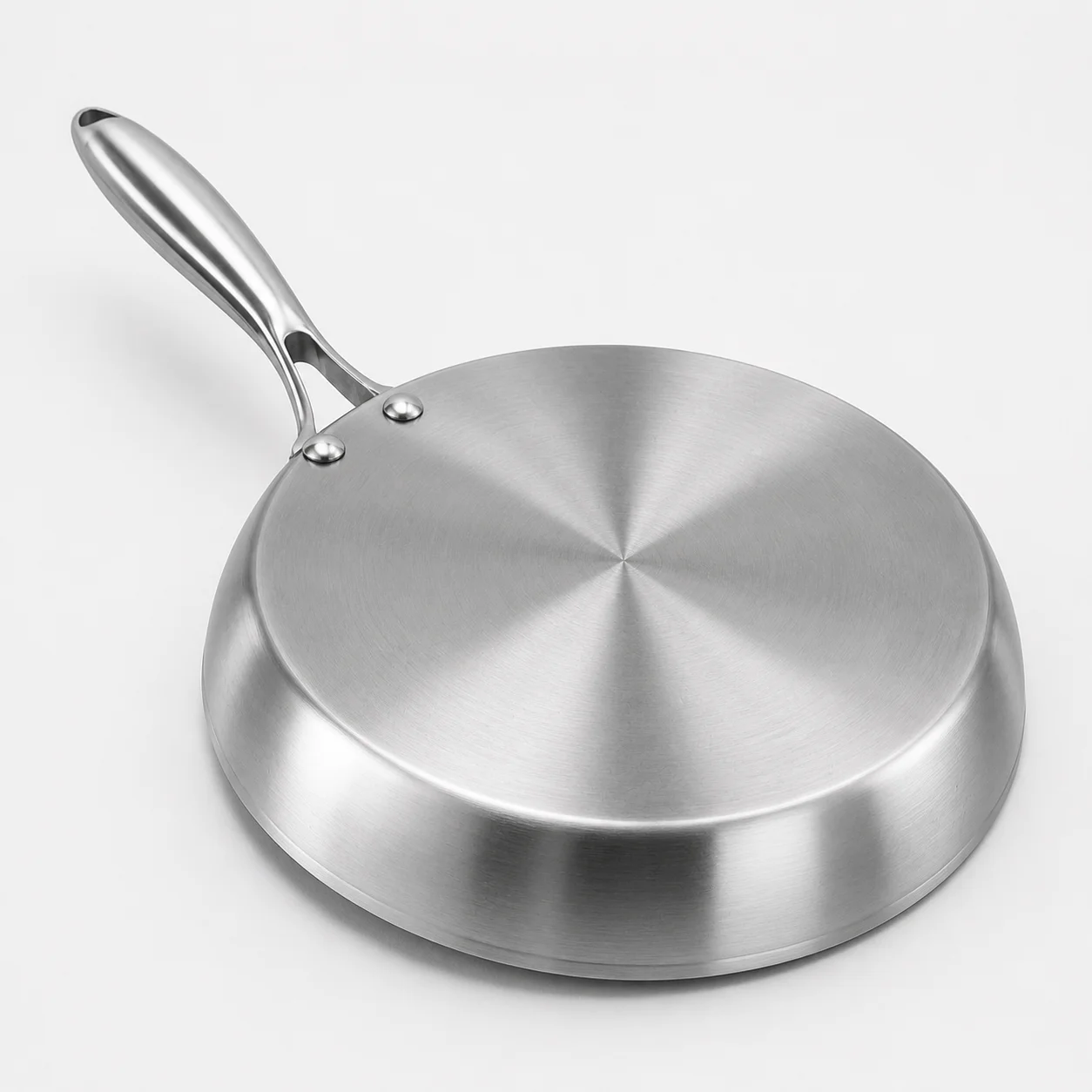 Professional Stainless Steel Frying Pan with Radiant Sunburst Finish Skillet for Even Heat Distribution on All Cooktops Top Rated 2026