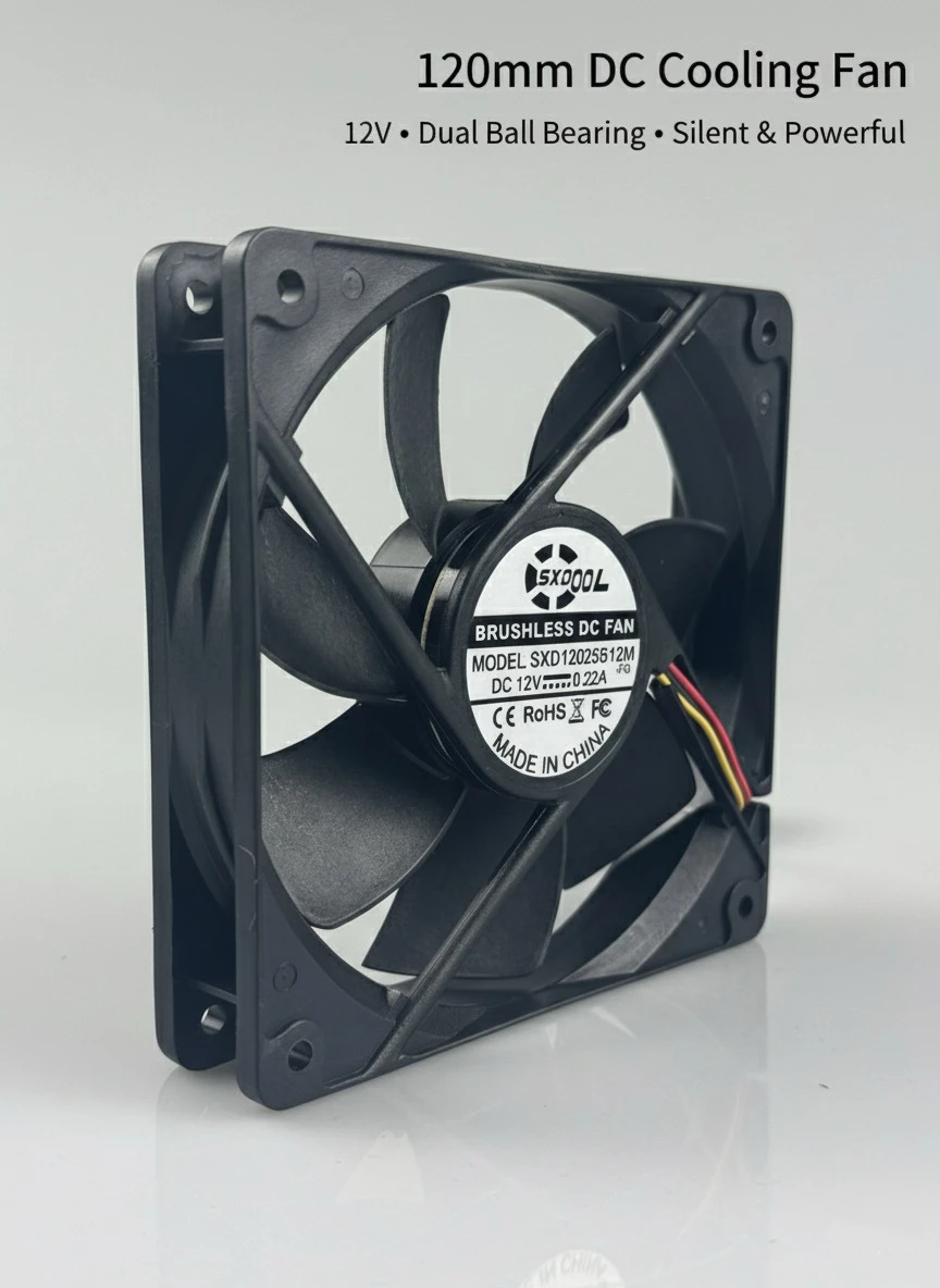 

Охлаждающий вентилятор 120 мм x 25 мм, 12 В постоянного тока, двойной шарикоподшипник, 3-контактный сигнал FG, 2200 об/мин, 87,87 куб. футов с бесшумным высоким потоком воздуха для корпуса сервера ПК