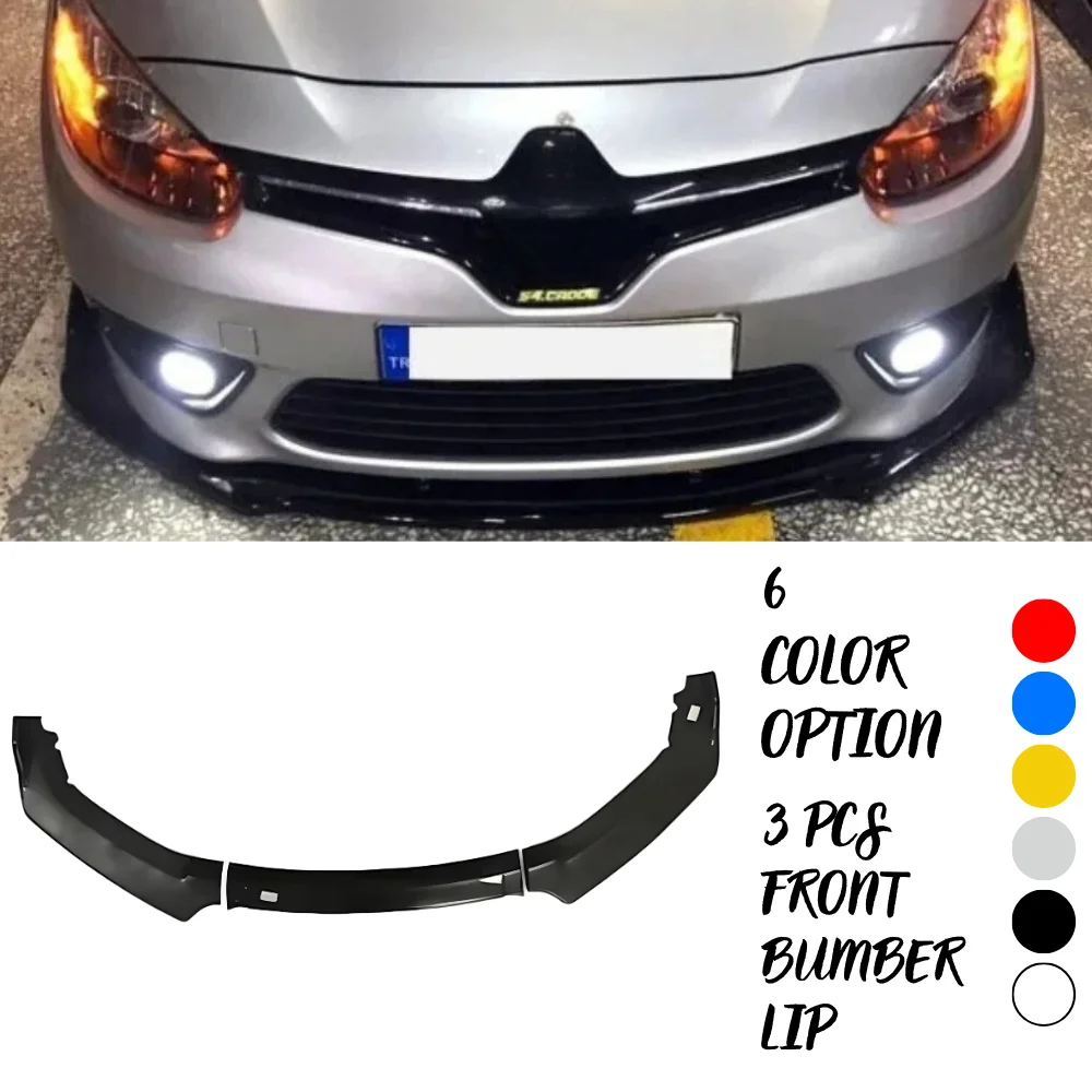 3 Pcs Front Bumper Lip For Renault Fluence Body Kit Car Accessories Spoiler Splitter Diffuser Flap Sport Bumper Exterior Parts