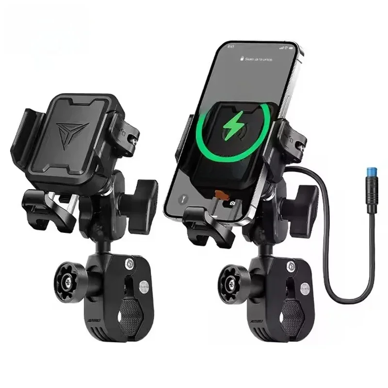 MOTOWOLF Motorrijden Schokabsorberende telefoonhouder Type-c Oplader Verstelbare anti-diefstal Quick Release Navigatiebeugel - afbeelding 2