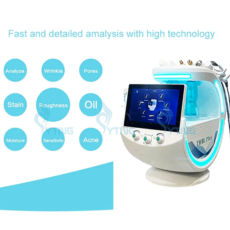 7 in 1 Smart Ice Blue Plus Hydra Oxygen Facial Machine Facial Cleaning  2nd Generation Hydro Dermabrasion Skin Analysis