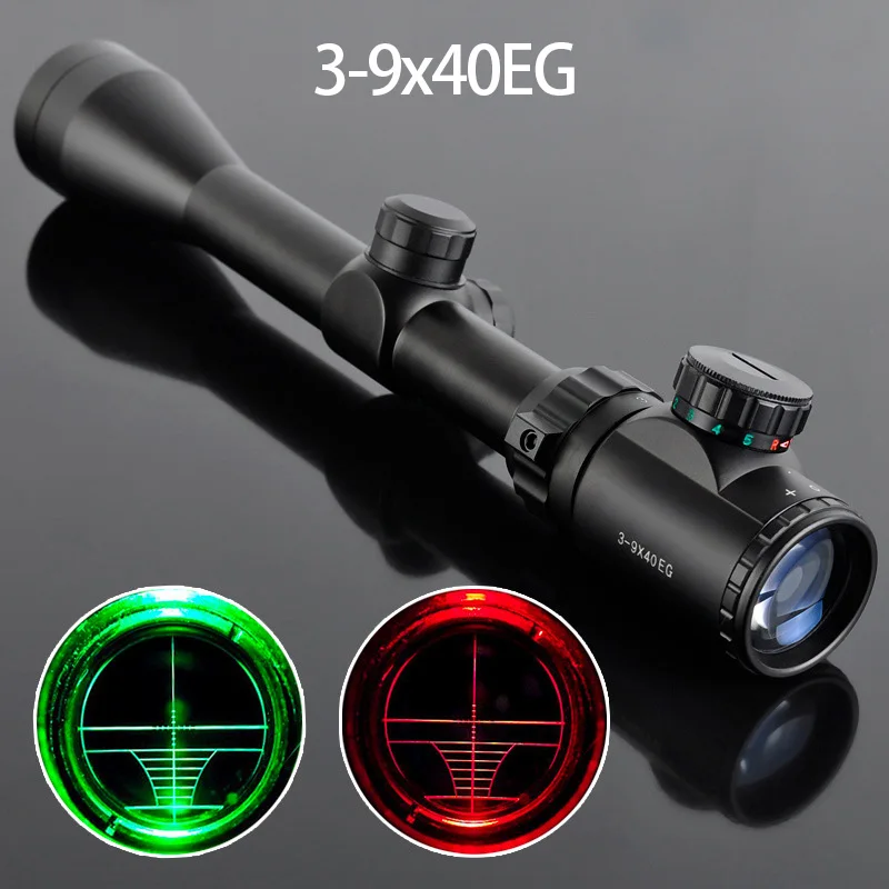 

Hunting Optical 3-9x40EG Red/Green Illuminated Five-line Aim Reticle Sight Tactical AR15 Sniper Rifle Scope Airsoft Accessories