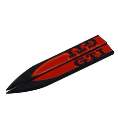 (Set of 2) Pinalloy Black and Red ABS Stickers Blade Side Mark Emblem with GTI Wording