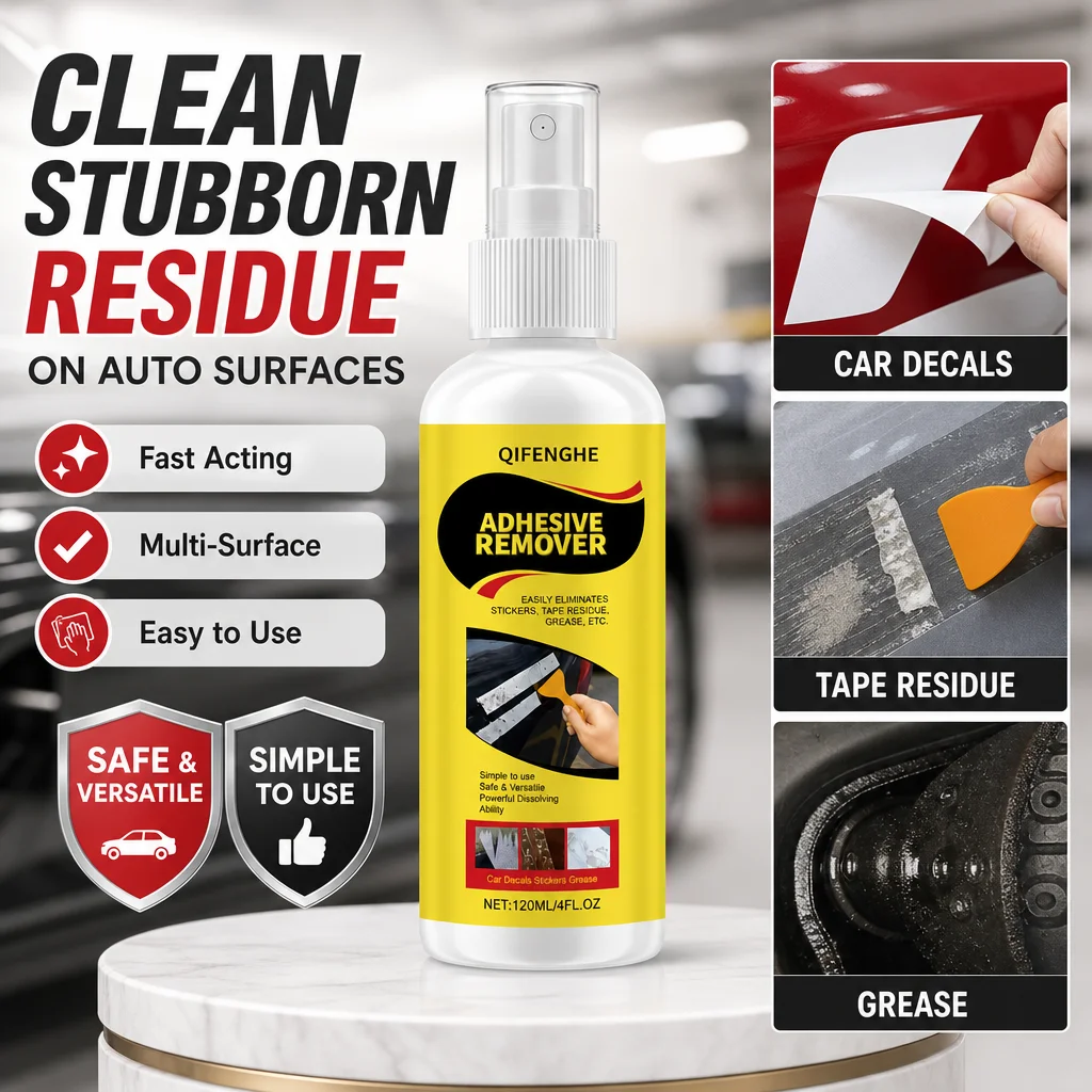 120ML Adhesive Remover Spray Fast Acting Multi‑Surface Sticker Tape Residue Grease Remover Safe For Auto Paint Surfaces Easy Use