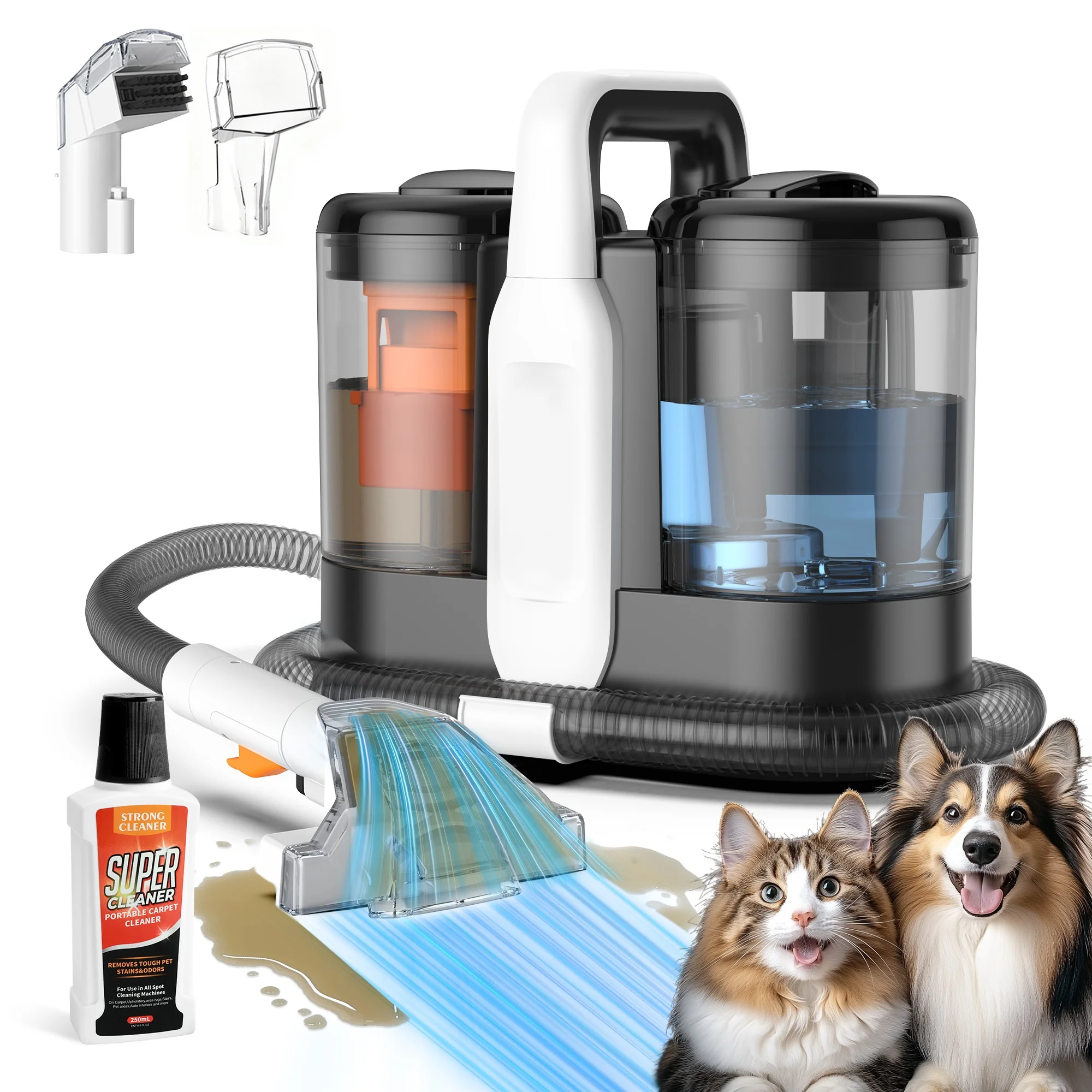 Teendow C7 MAX Tapijt- & Stoomstofzuiger – 1800W Motor, 100 ° C Stoom in 30 seconden, 20kPa zuigkracht, 1600mL/1500mL dubbel watertankontwerp, doodt 99,99% van de bacteriën.