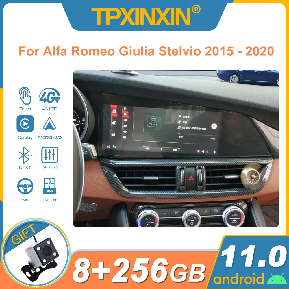 Per Alfa Romeo Giulia Stelvio 2015 - 2020 Autoradio Android ricevitore Stereo 2Din Autoradio lettore multimediale unità principale GPS Navi