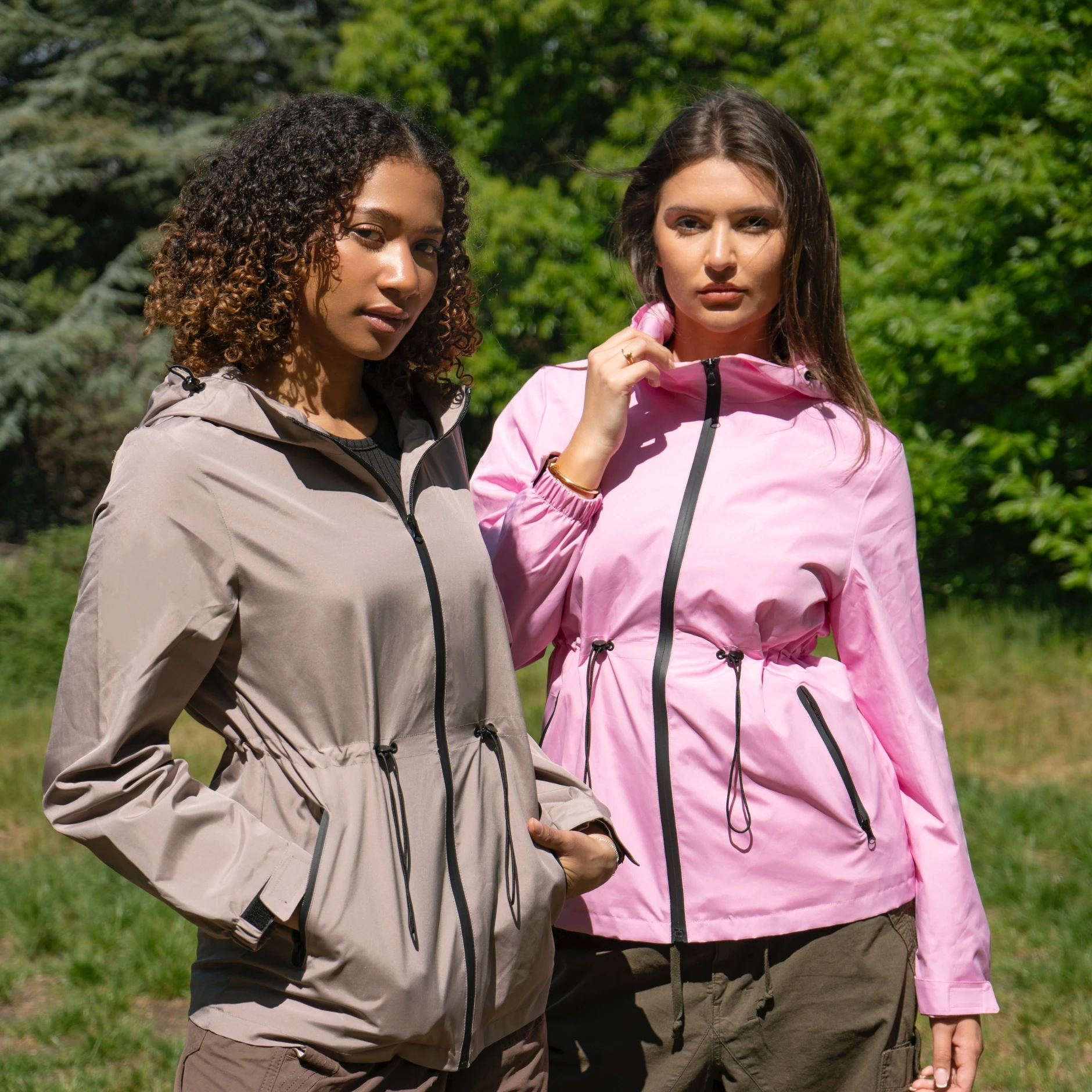 

Against Heavy Rain Waterproof Lightweight Summer Hoodie Raincoat Jacket Full Zip Adjustable Waist & Hood & Cuff Design Comfort