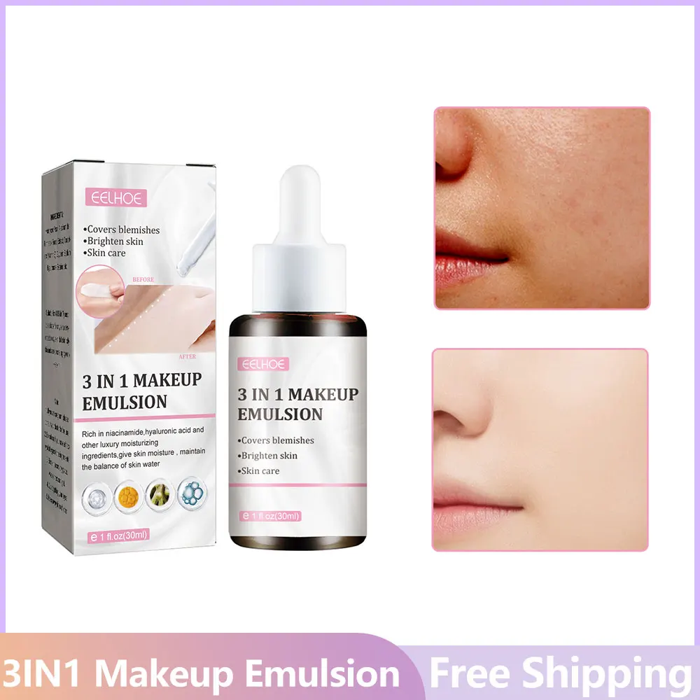 3IN1 Makeup Emulsion Foundation Cream Makeup Face Lasting Concealer Brighten Skin Cover Dark Circles Freckle Cream Face Make Up