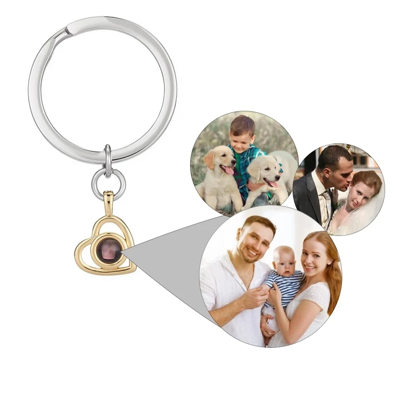 Dascust Custom Picture Projection Keychain Fashion Personality Pet Photo Projection Key Chain Customized Women Fathers Day Gifts