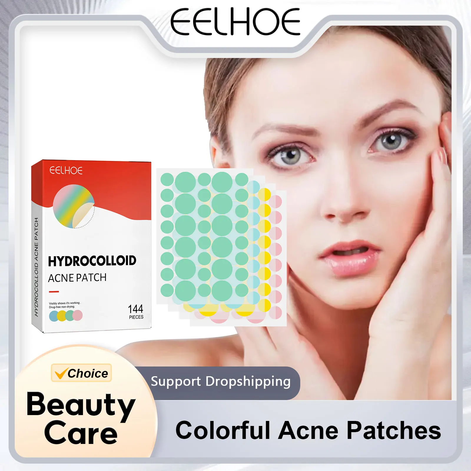 

EELHOE Colorful Acne Patches Absorb Acne Treatment Hidden Pimple Remover Sticker Blemish Spot Patch Invisible Acne Patch 144pcs