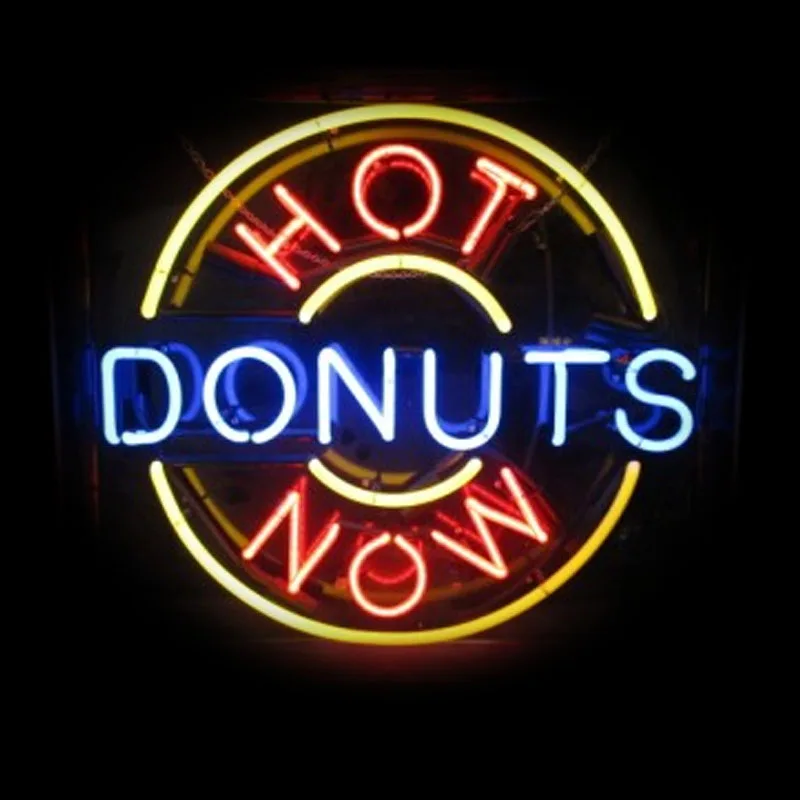 Neon Sign HOT DONUTS NOW Diner Beer Bar Sign Neon Light Sign Arcade Store Icon Light Handcraft Lamp Wall Decorate Aesthetic Room