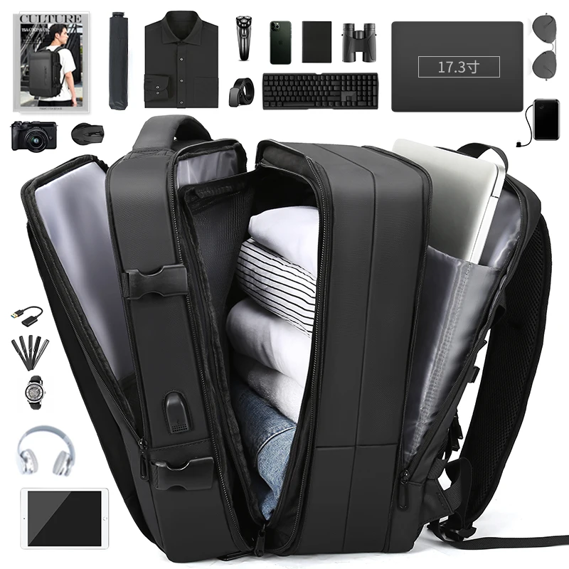 Travel Backpack for Men, Expandable Laptop Backpack with USB Port, Large Waterproof Anti Theft Business Computer Bag for Women