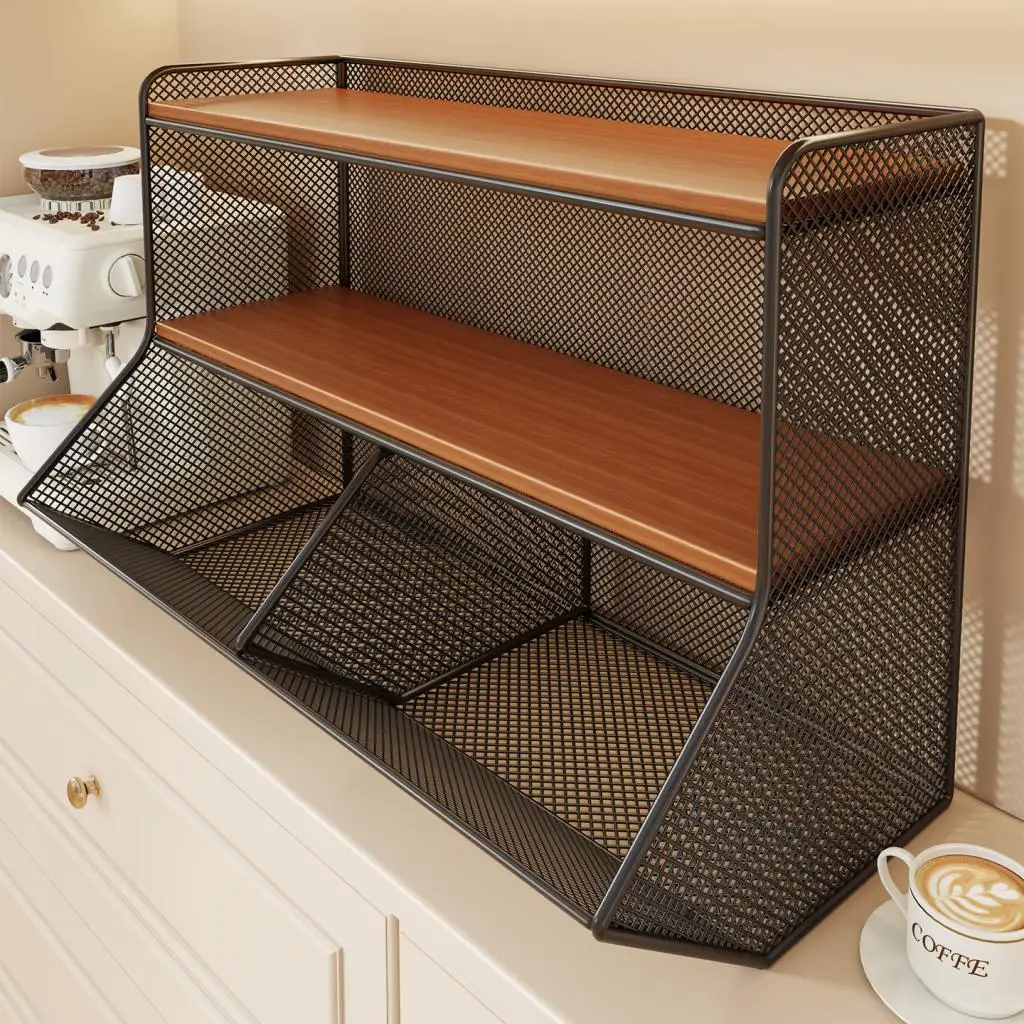 2 Tier Tabletop Shelf Kitchen Organizers Storage Rack Wooden Desktop Display Shelves for Office Study Kitchen Room Accessories