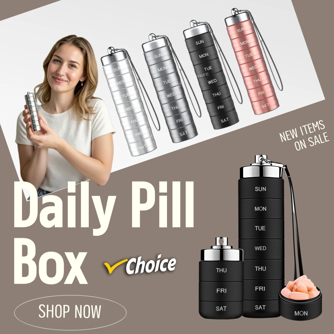 

Металлический органайзер для таблеток для путешествий, портативная водонепроницаемая еженедельная коробка для таблеток, большой контейнер из алюминиевого сплава, 7-дневный органайзер для ежедневных лекарств