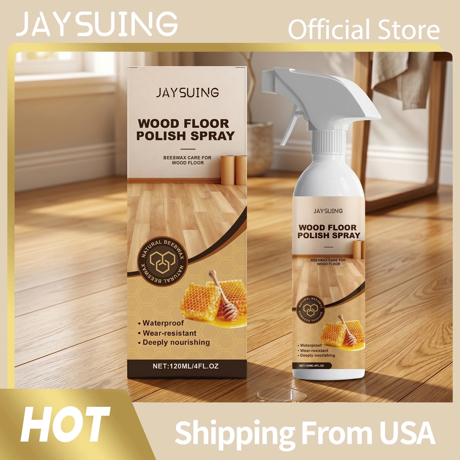 Beewax Wood Floor Cleaner Spray Hardwood Surface Cleaning Furniture Scratch Repair Stain Dirt Remover Wood Floor Polish Solution