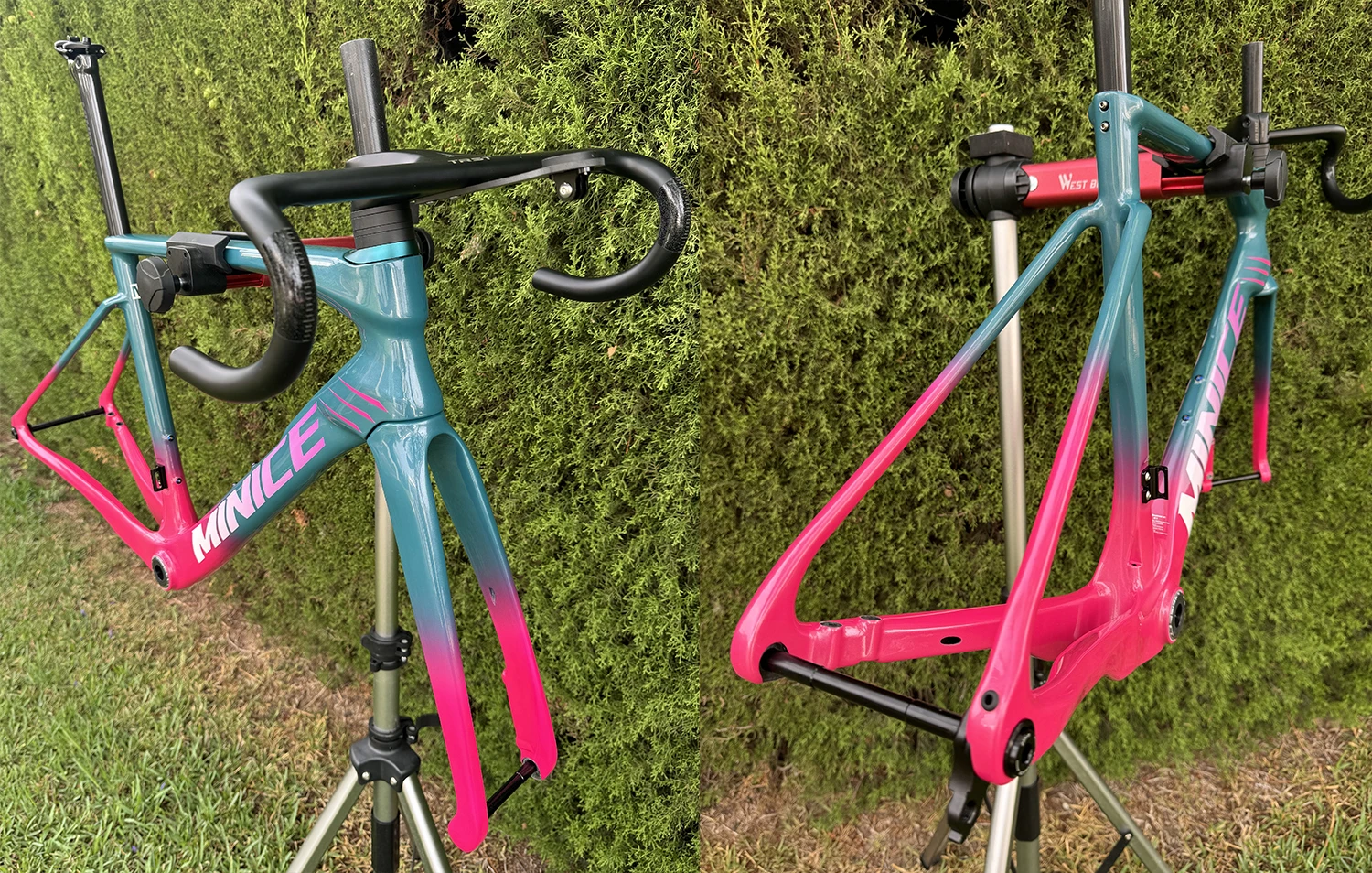 Minice Aerodynamischer EPS-geformter Carbonrahmen mit Scheibenbremse, max. 700*32C, AERO Rennrad-Rahmenset, BSA, vollständig interne Kabelführung, Lenker, DI2, mechanisch – Detail 23