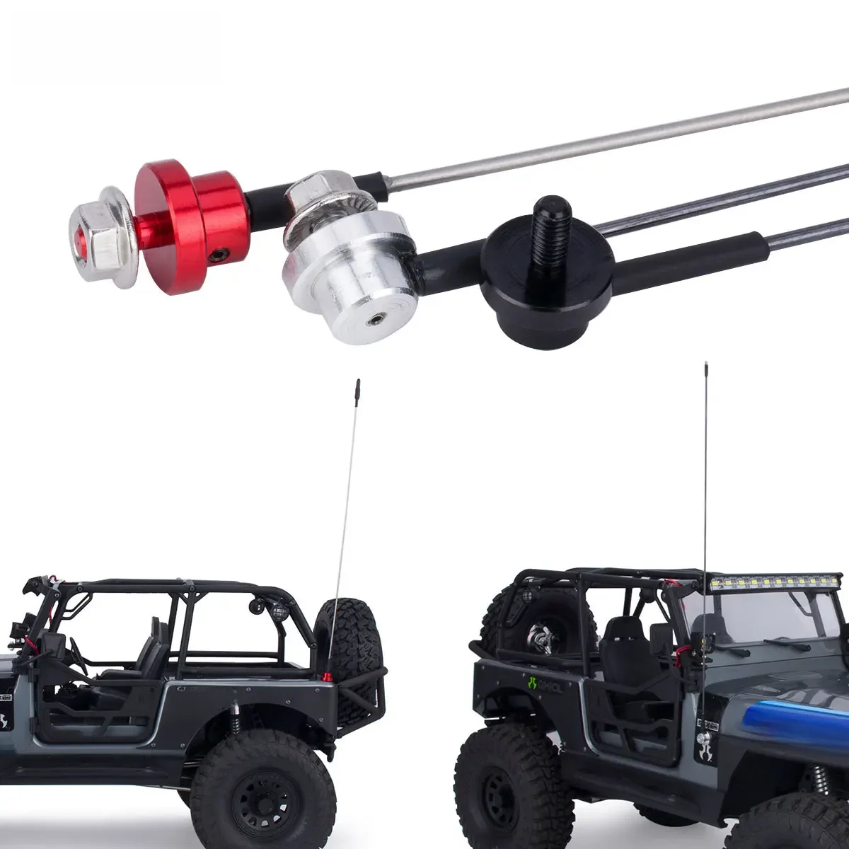 Antenne de Simulation réglable en métal de 50cm avec socle pour voiture sur chenilles 1/8 1/10 RC SCX10 Wraith TRX4 D90 Tamiya, décoration de coque