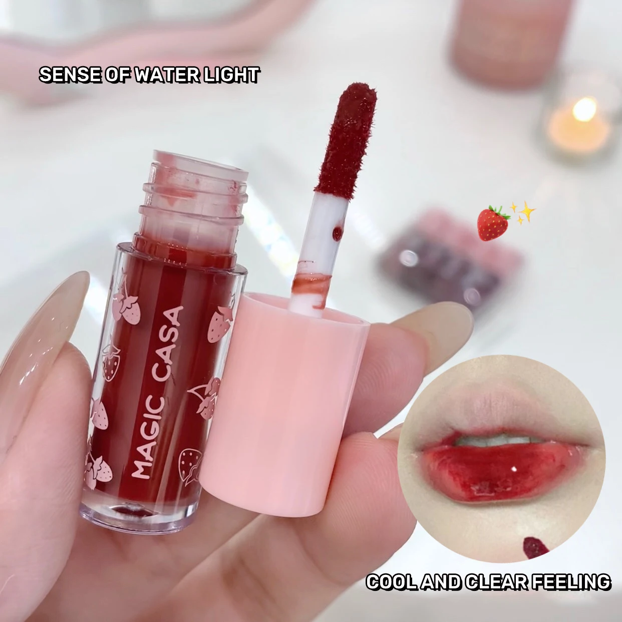 ชุดลิปกลอสขนาดเล็กลายกระต่ายของมินิ | กระจก4ชิ้นลิปกลอสแวววาวเนียนนุ่มลื่นผิวให้ความชุ่มชื้นและติดทนนาน