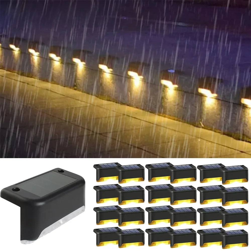 Warm White LED Solar Step Lamp, Waterproof Balcony Light, Path Stair, Luzes do jardim ao ar livre,
