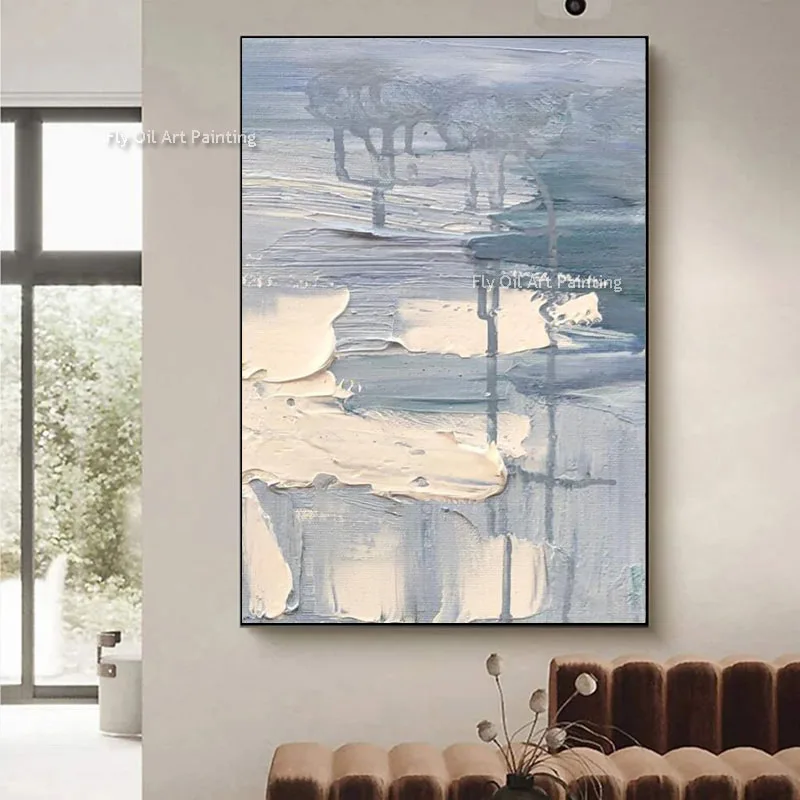 

Abstract Ocean Oil Painting On Canvas, Large Wall Art Handmade Art Blue Texture Wall Art Painting Minimalist Living Room Dec