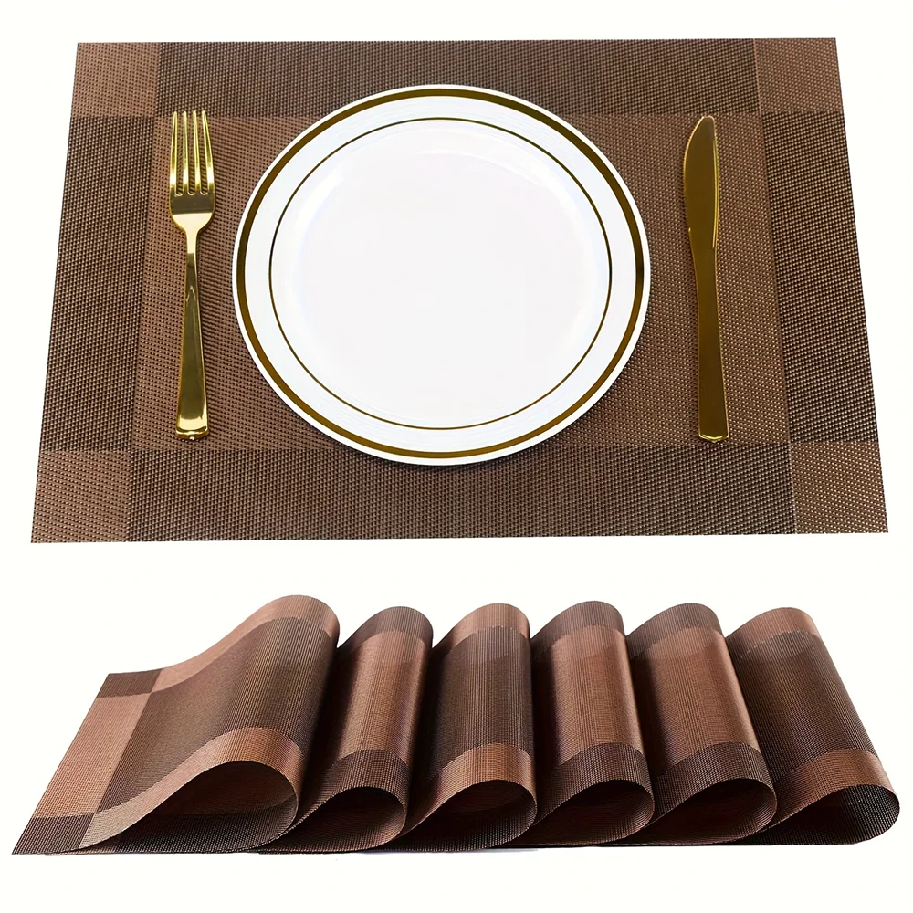 Tischsets für den Esstisch in der Küche, hitzebeständige, rutschfeste, fleckig waschbare PVC-Tischsets, leicht zu reinigende Speisematten – Detail 6