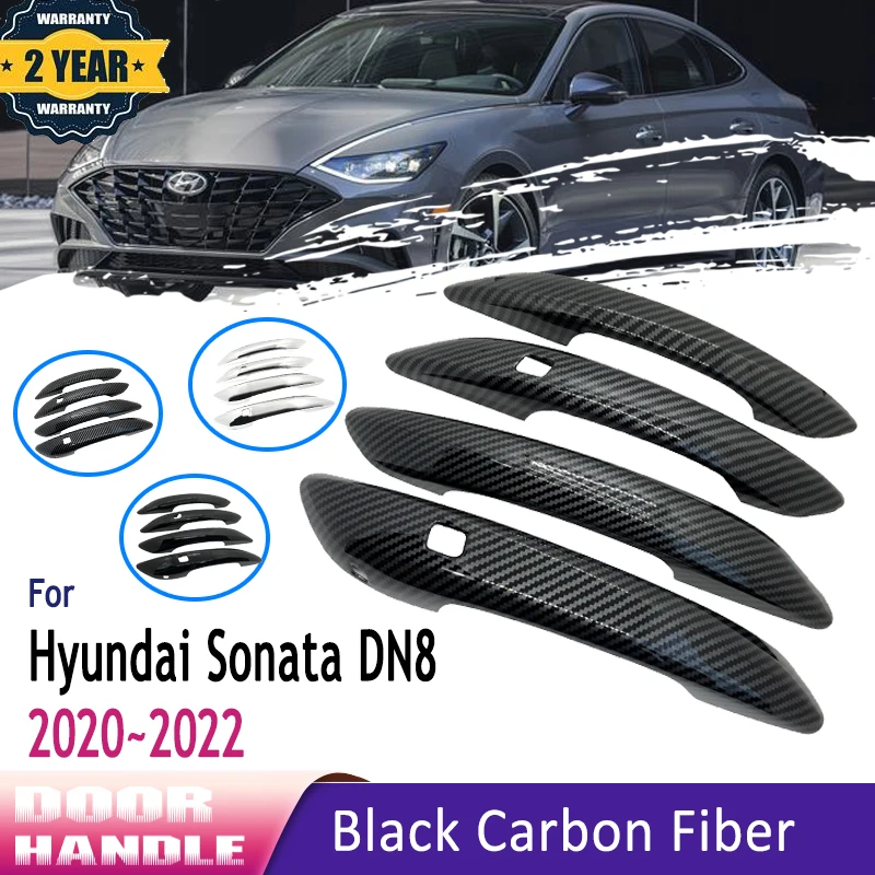 For Hyundai Sonata 2020 Accessories DN8 8th Gen MK8 2021 2022 Carbon Fiber Exterior Door Handle Styling Stickers Car Accessories