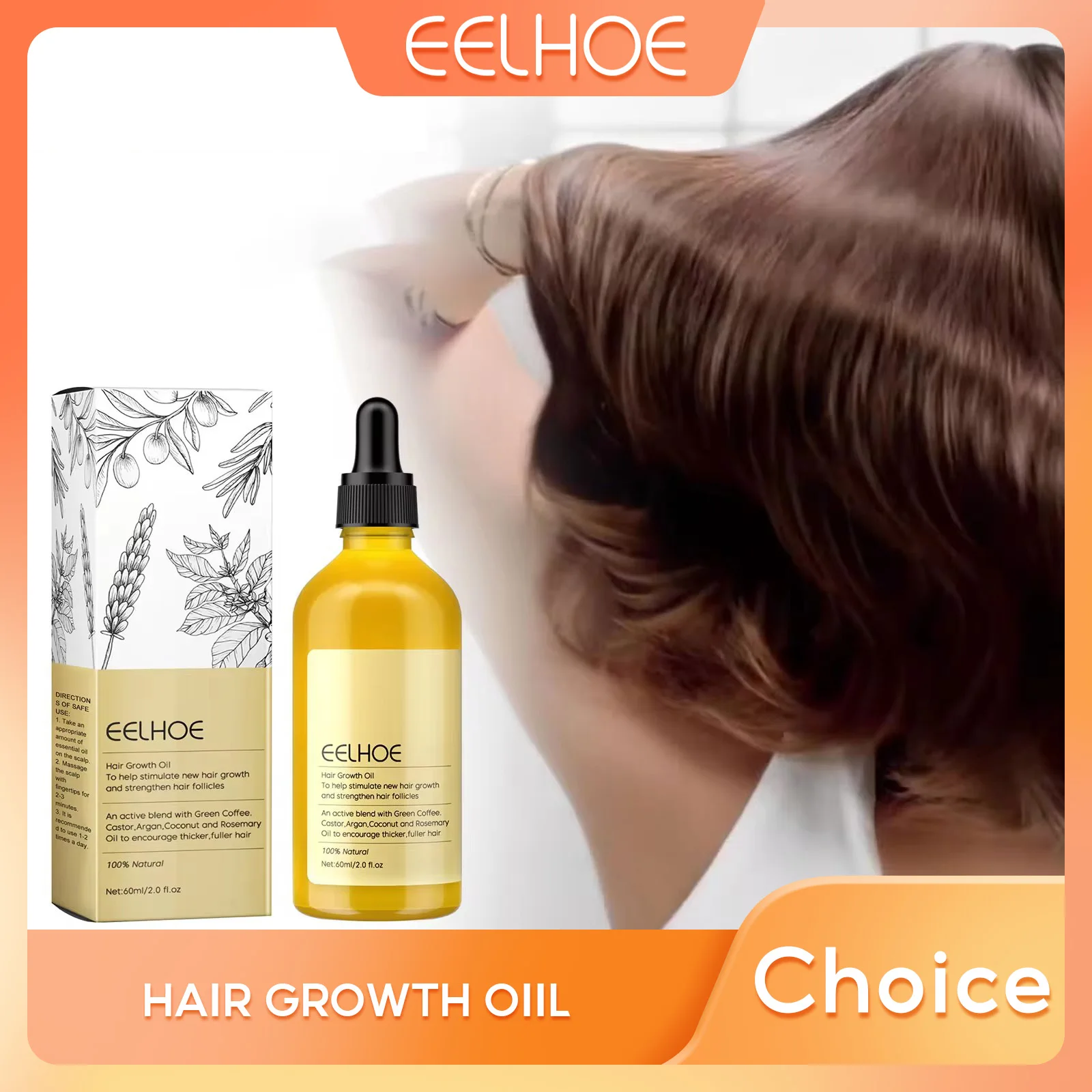EELHOE Rosemary Essential Oil Repair Damaged Hair Smoothing Treatment Anti Baldness Scalp Treatment Nourishing Hair Growth Oil