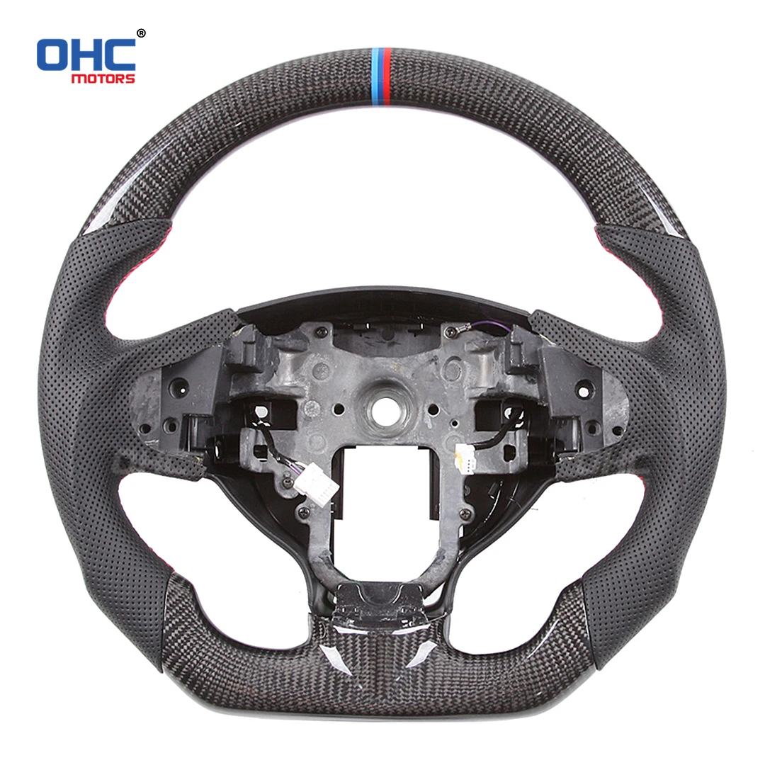 OHC Motors 100% Real Carbon Fiber Steering Wheel for Mitsubishi L200 Sportero Triton 2005 - 2014 Montero Lancer Outlander