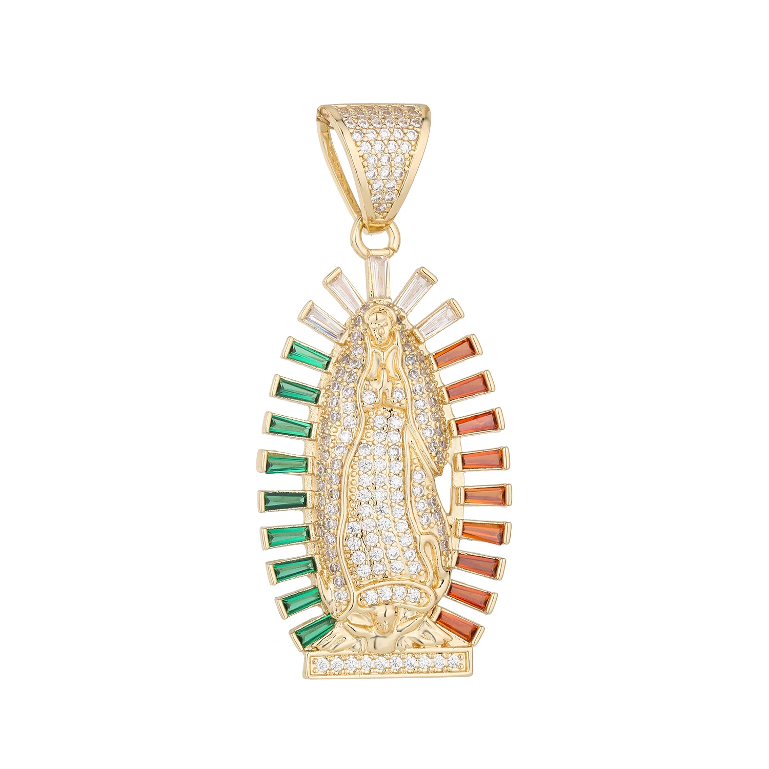 Oval Virgin Mary Pendant, suitable for men and women, 14K gold-plated religious style, chain not included.