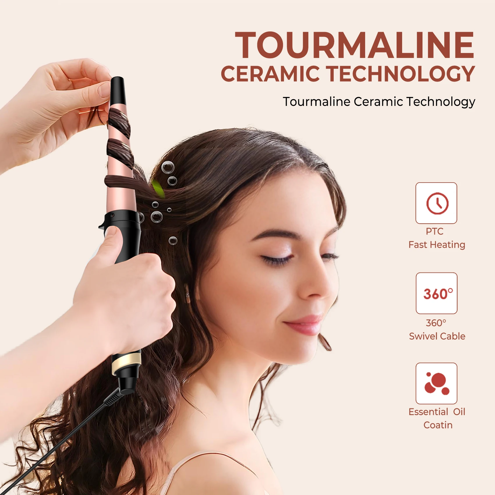 

Electric Hair Curler for Women Professional Ceramic Curling Iron Adjustable Temperature Hair Styling Tool