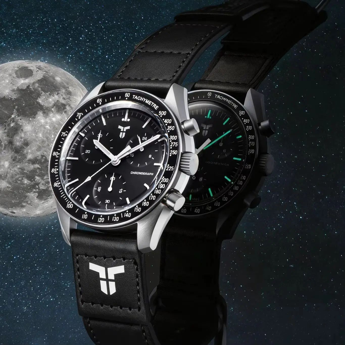 Tyberley Moon Watch Luxus-Quarzuhr für Herren, Speed Chronograph Japan VR34B, wasserdichte Armbanduhr aus Edelstahl als Geschenk, Lieferung aus EU-Lokalläden, Neu