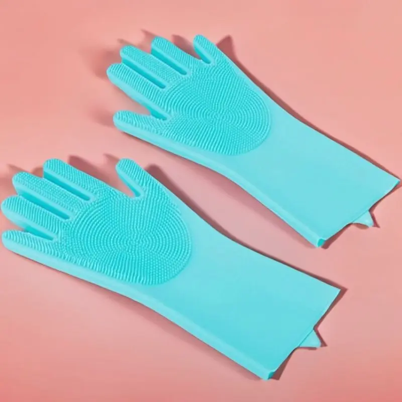 Luvas de limpeza 1 par magia reutilizável pet banho ferramentas de limpeza da cozinha do agregado familiar escova para detergente purificador escova de silicone mais