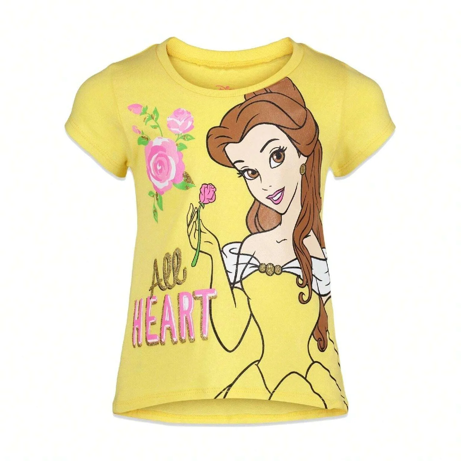 Disney Princess Belle Ariel Cinderella Summer Kids/Adult T-Shirt Girls Cute Cartoon Anime Crew Neck T-Shirt