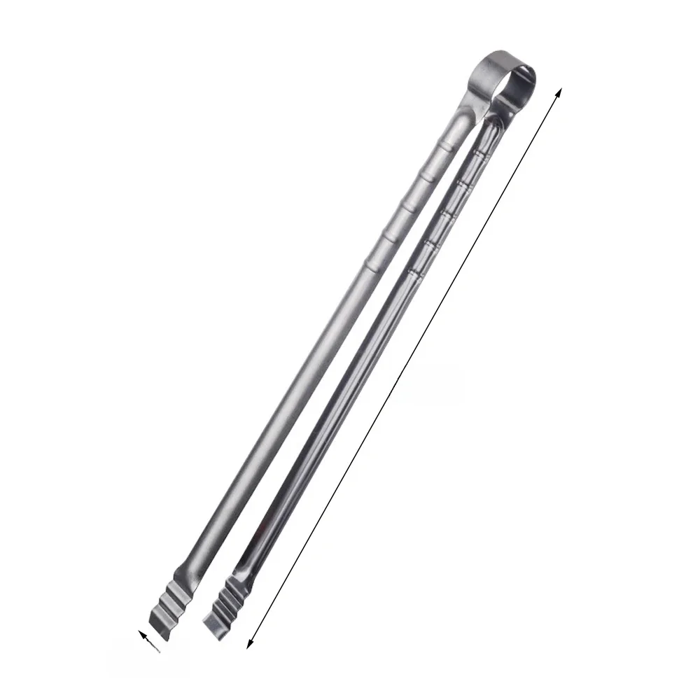 Pinces à gril Extra longues 45CM en acier inoxydable, pour la cuisine, les grillades, le Barbecue, outil de Clip alimentaire, argent