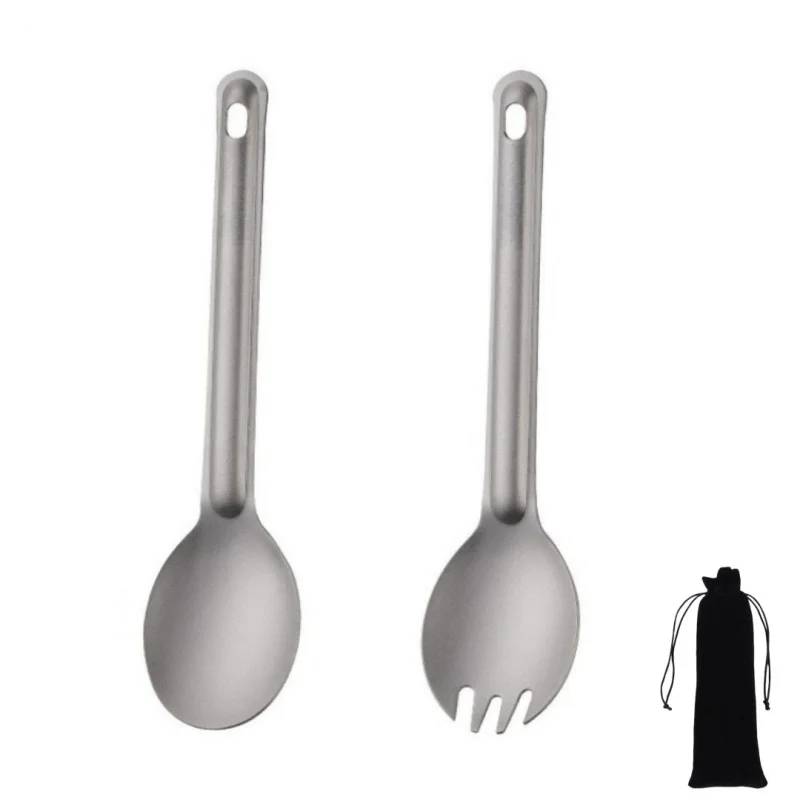 Cuchara de Titanio para Acampar, Utensilio Portátil Ligero para Exteriores, para Picnic, Camping, Senderismo, Equipo de Camping