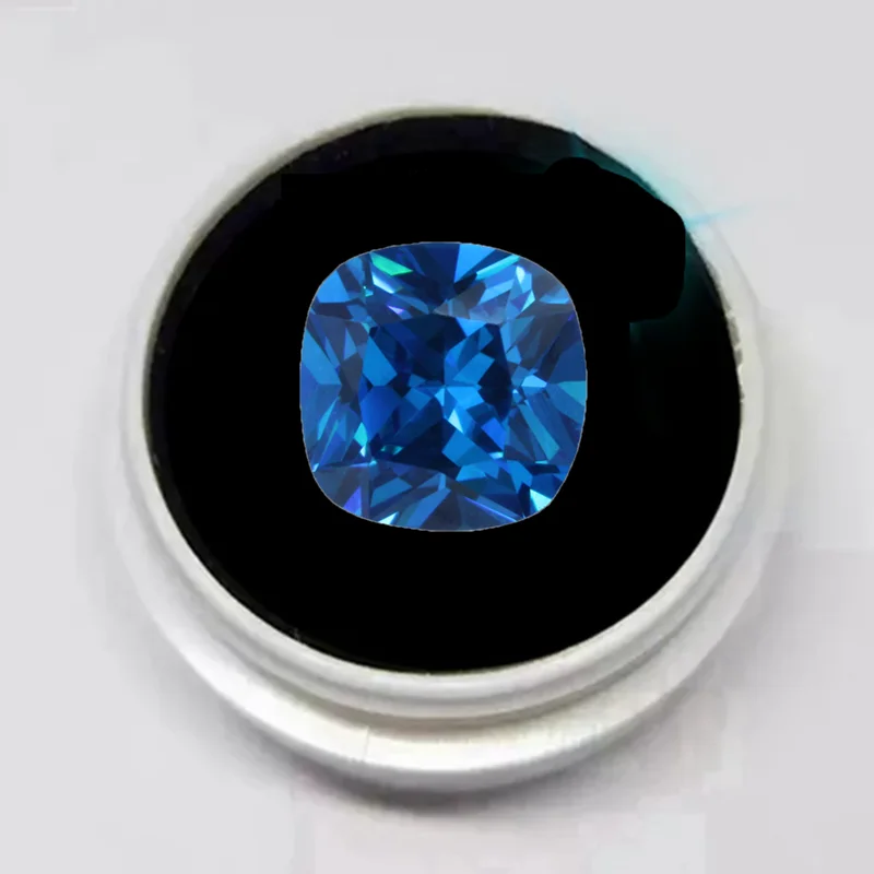 Box Set Large Deep Sea Blue Sapphire 12.0mm 6.0Cts Cushion Cut VVS Loose Gemstone For Jewelry Making