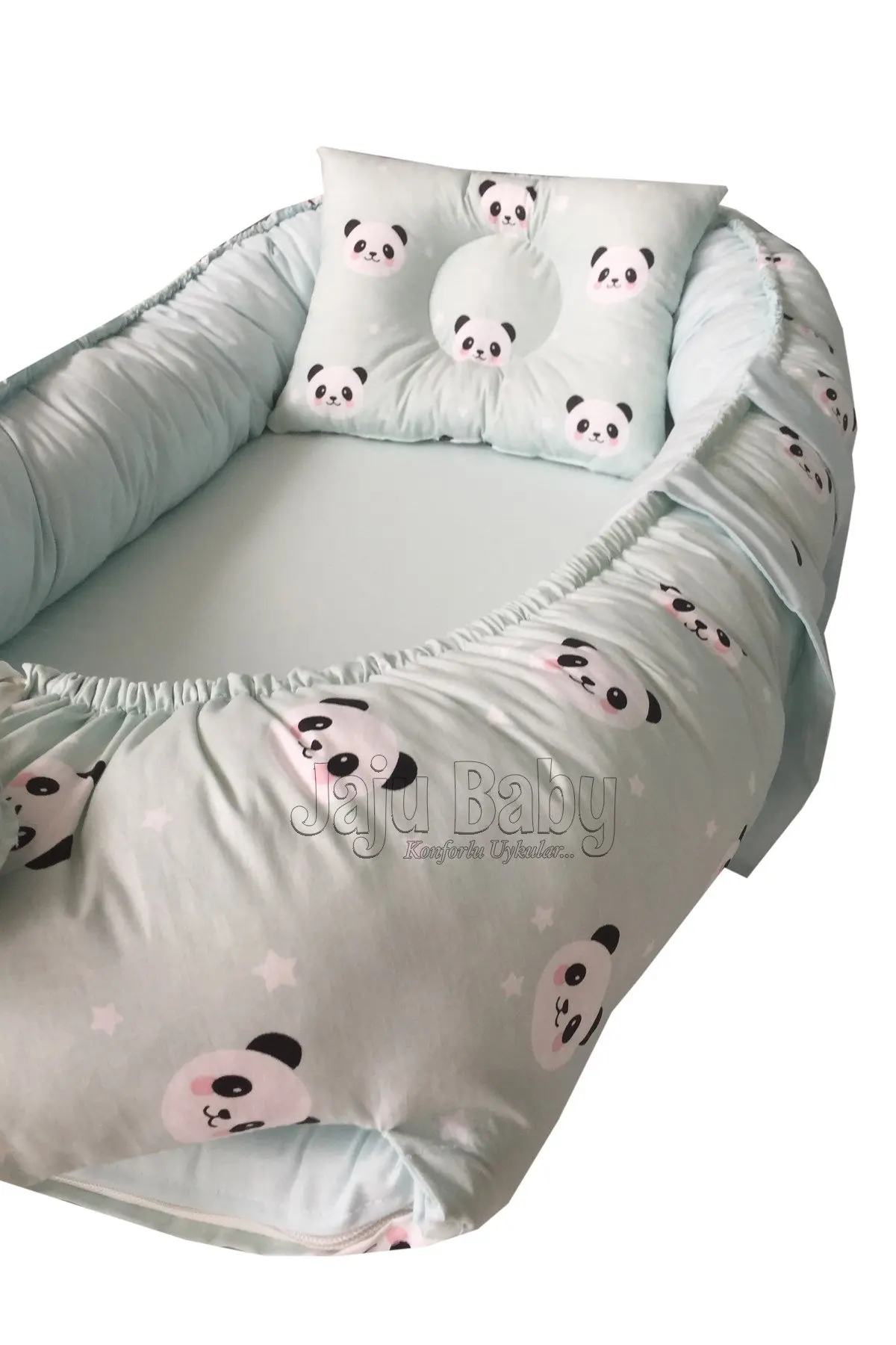 Handmade Green Panda Design Luxury Orthopedic Babynest