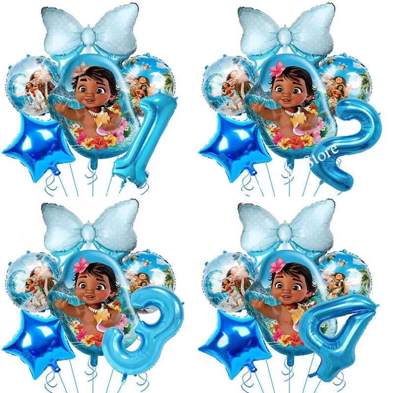 Moana princesse ballons décoration de fête d'anniversaire 32 pouces numéro ballon ensemble Moana bébé douche Maui feuille ballon fournitures de fête
