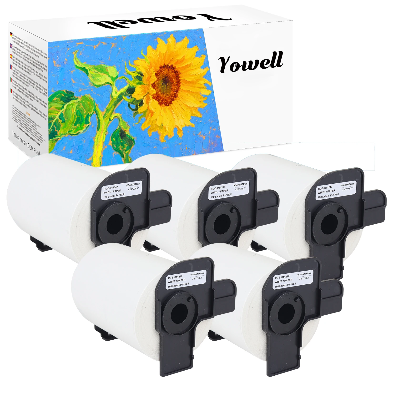 Yowell 5 x DK-11247 (103 x 164 mm × 180 Etiketten) kompatible Etiketten, kompatibel mit Brother QL-1050, QL-1050N, QL-1060N, QL-1100 – Detail 1