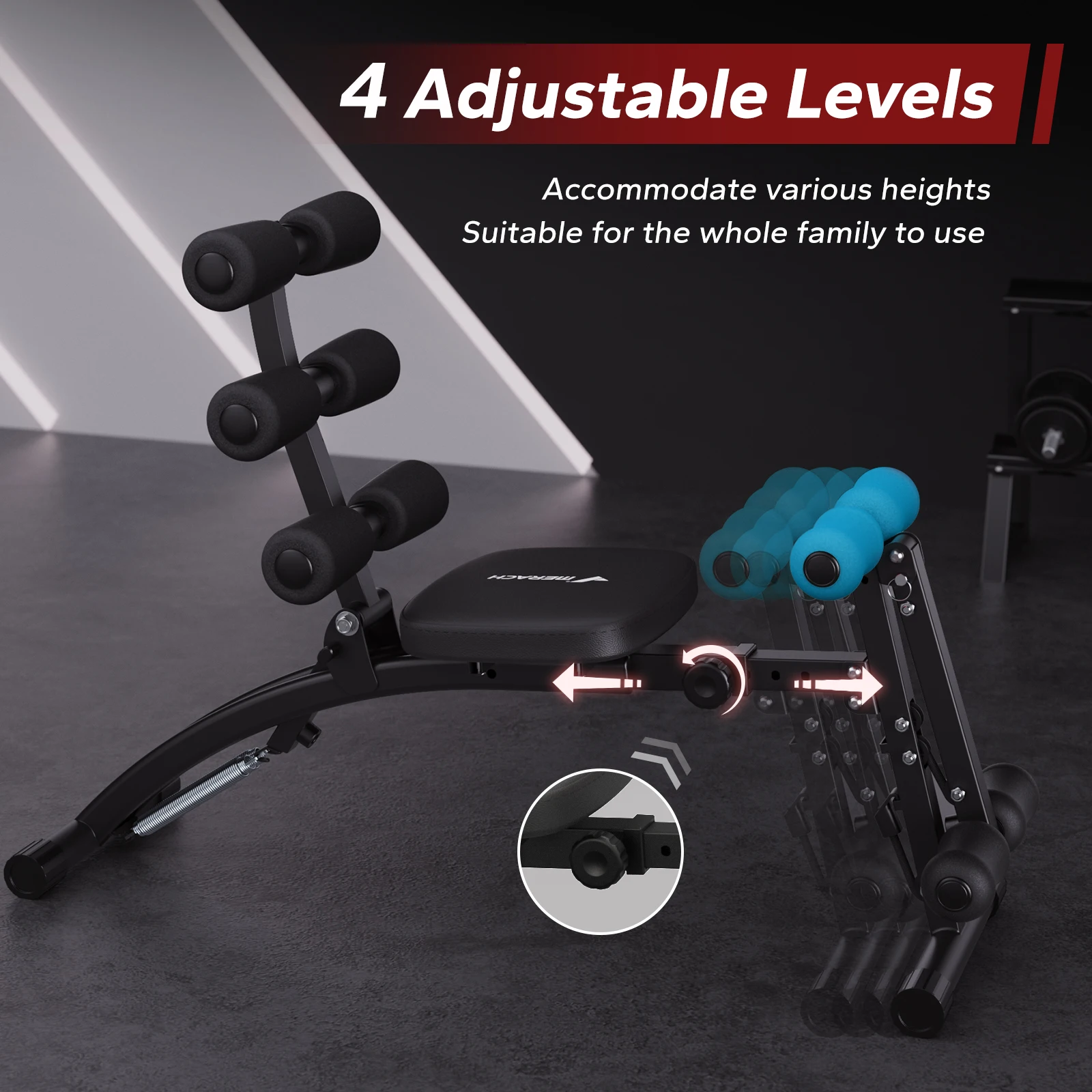 MERACH Ab Machine Multi-Functional Adjustable Ab Trainer Workout Bench for Home Gym Sit Up Machine for Abdominal Exercise Chair