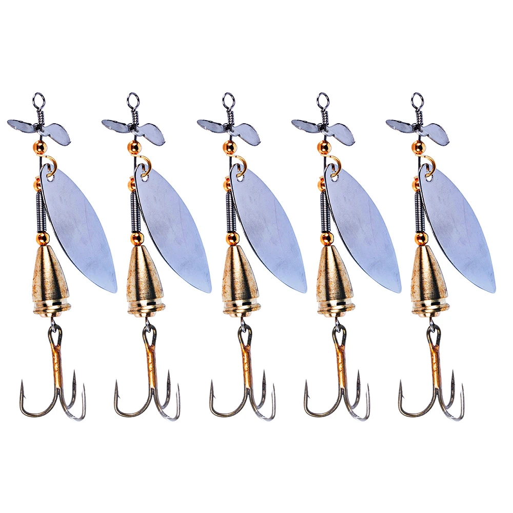 5 Stück/Set 10g 9cm Rotierende Spinner-Angelköder Metall-Weidenblatt-Löffelköder Harte Köder Künstliche Wobbler für Hecht Barsch Forelle
