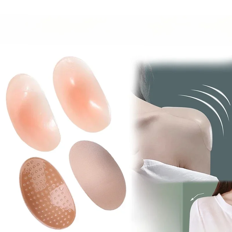 1 paire d'épaulières invisibles détachables et respirantes en Silicone pour femmes, rehausseur d'épaule, vêtements auto-adhésifs réutilisables