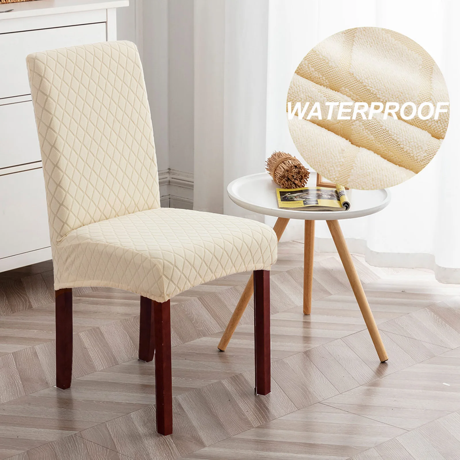 

100% Waterproof Chair Cover for dining Room Jacquard Dining Chair Slipcover Protector for Kitchen Home Restaurant 1 Piece