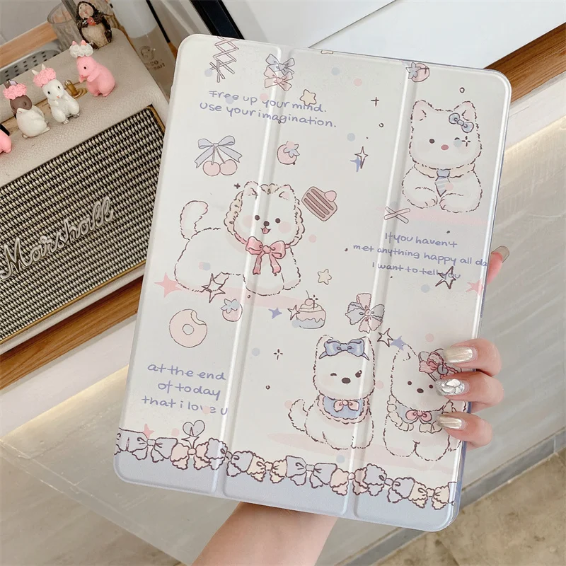 Cute Puppy Bow Tablet Case for Apple iPad Pro 11 9.7 10.2 10.9 Air 11 10.5 iPad 10 Cover Kawaii 2022