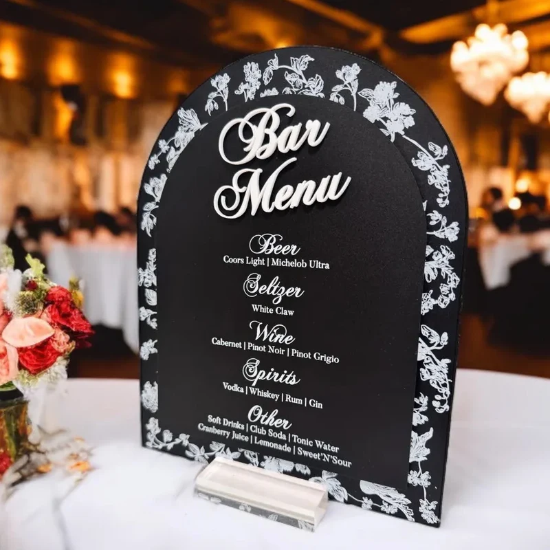 3D ARCH Blue Toile Floral Chinoiserie Bridal Shower Signature Cocktail Sign Wedding Reception  Luxury Elegant French Blue Bar