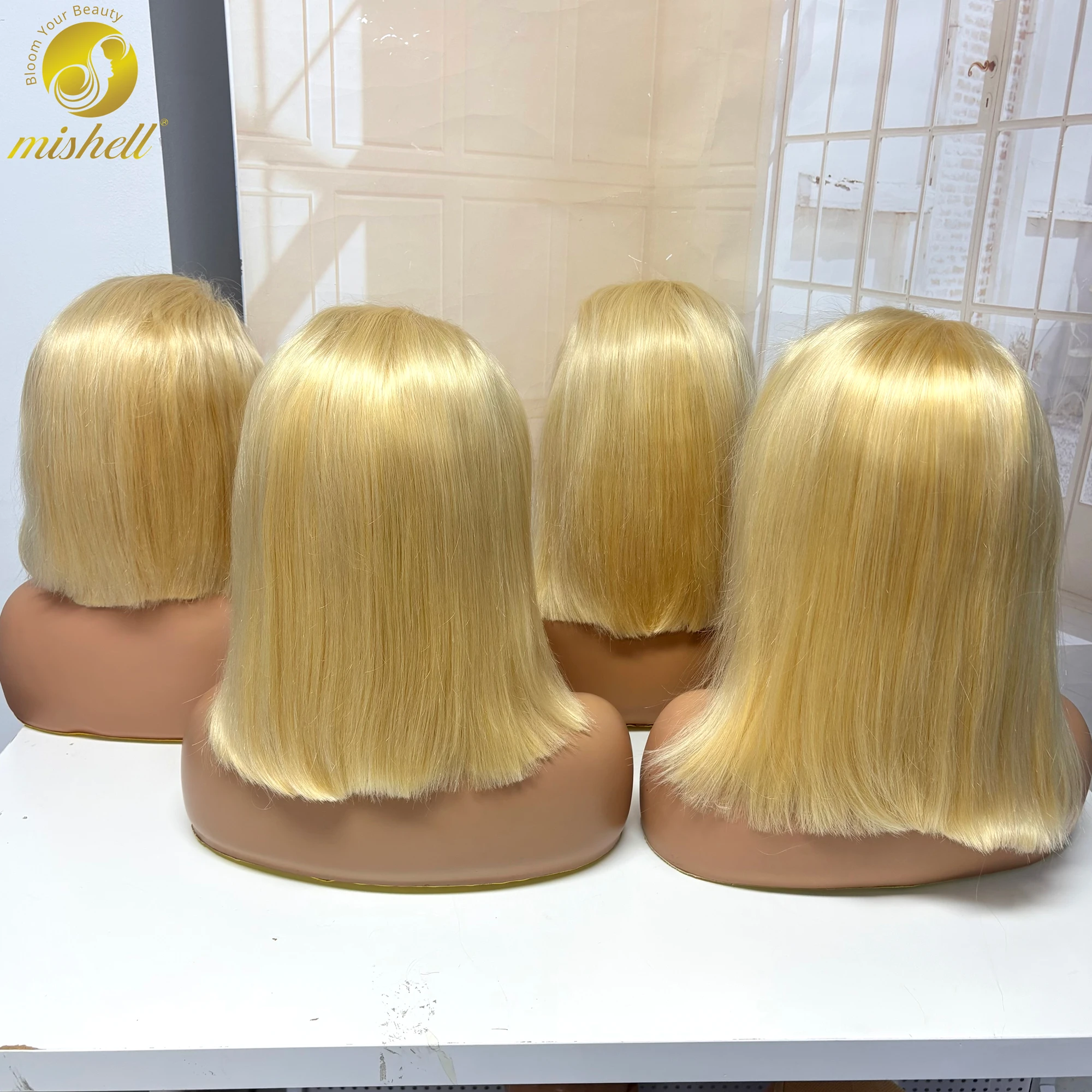 280% Density 613# Blonde 13x4 Transparent Lace Front Straight Human Hair Wigs 100% Raw Burmese Bob Wig Human Hair Wig For Women